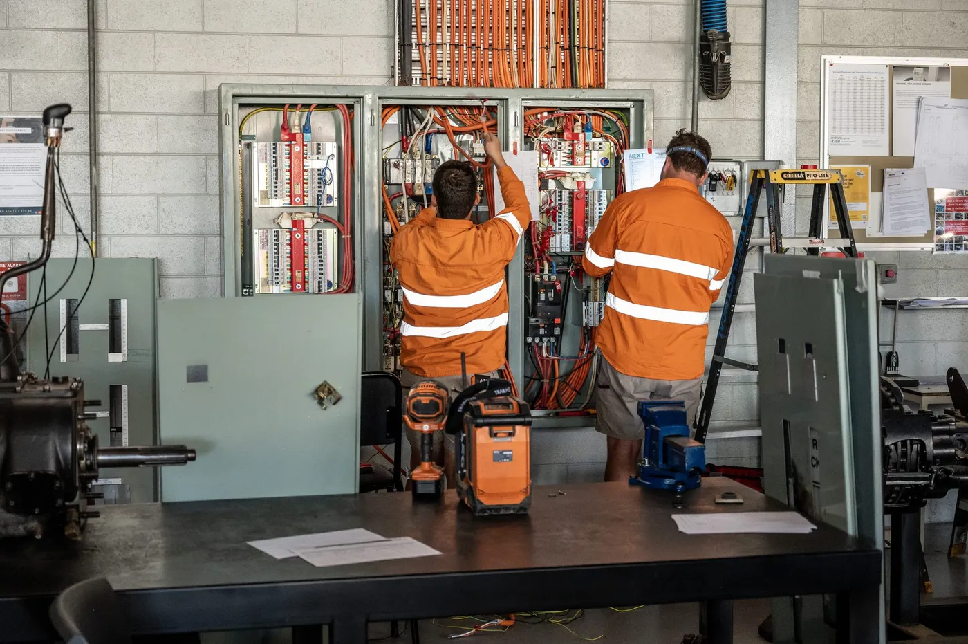 Next Electrical Solutions electricians wiring a three-phase switchboard in Mildura